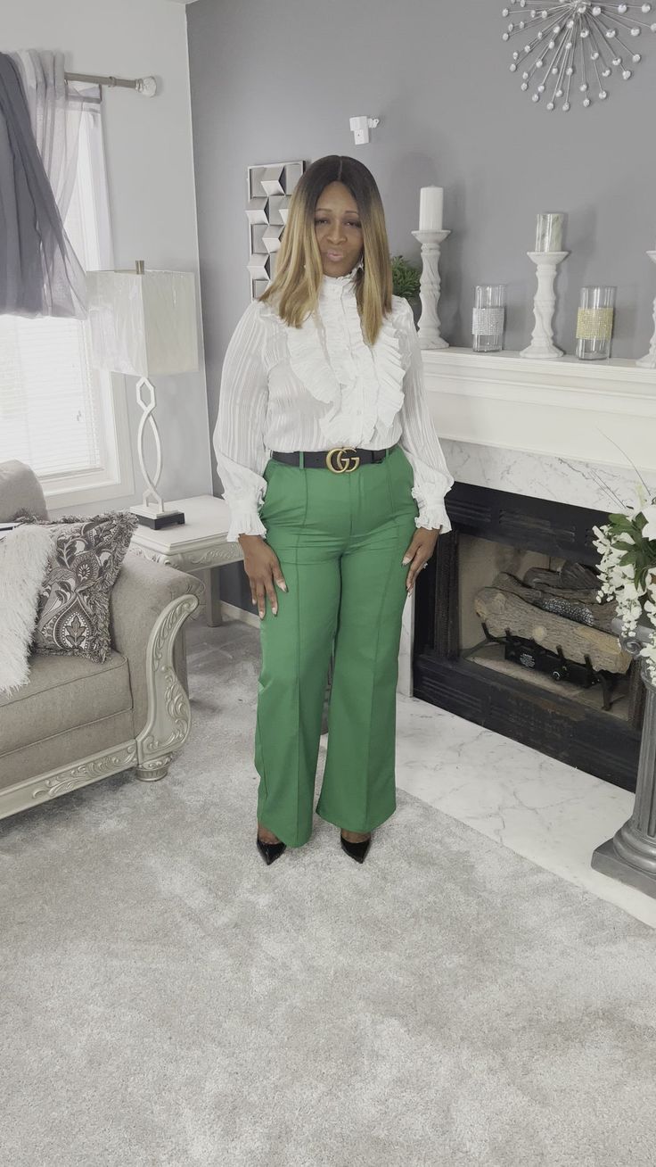 Sophisticated Dress Pants – Queens Kloset, LLC Chic Wide-leg Dress Pants, Chic Leather Pants For Business Casual, Chic Green Dress Pants For Office, Elegant Green Office Bottoms, Chic Formal Spring Pants, Chic Tailored Wide Leg Pants For Office, Trendy High-waisted Dress Pants For Office, Elegant Green Wide Leg Office Pants, Elegant Green Wide Leg Pants For Office