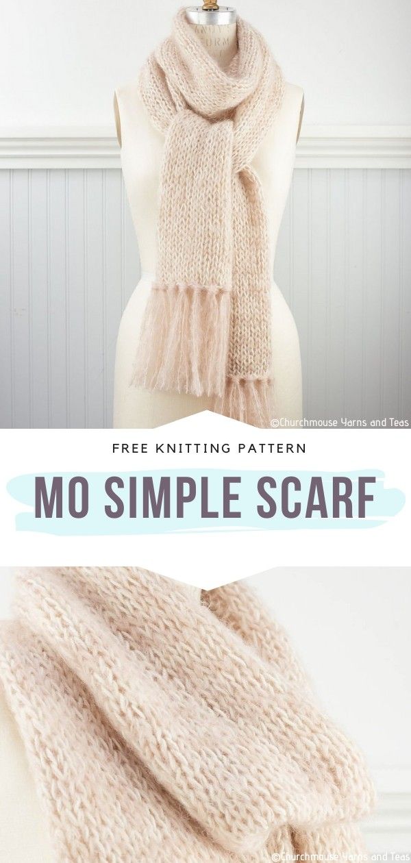 a knitted scarf with text overlay that says free knitting pattern no simple scarf