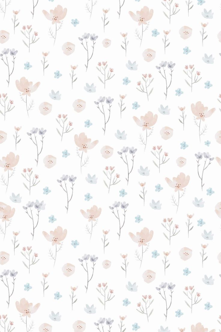 a white background with pink and blue flowers on the left side, and grey leaves on the right