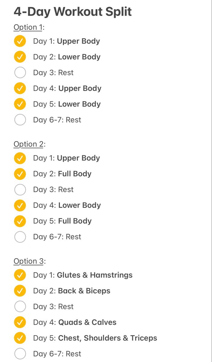 Training split, 4-Day Workout Split, effective workout schedule, beginner training split, weightlifting training split, weightlifting program 4 Day Weekly Workout Plans, Gym Splits Schedule, Good Workout Split Women, Weekly Exercise Schedule For Women, Exercise Schedule Workout Plans, 4 Day Split Workout Beginner, Split Training Schedule, Weekly Workout Split At Home, Workout 4 Days A Week