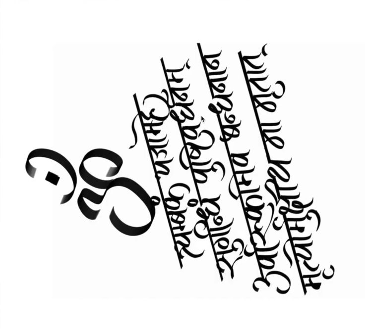 some type of calligraphy that is black and white with the letter s in it