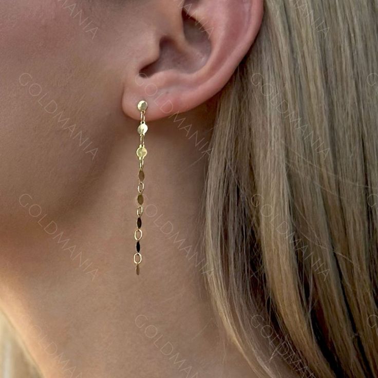 Yes, These earrings are made of REAL 14K GOLD 14K Solid Yellow Gold Mirror Chain Earring Set, Real Gold Earrings, Dangle Earrings, Drop Earrings, Women Shop our 14K Hoops https://www.etsy.com/shop/GOLDMANIA?ref=seller-platform-mcnav§ion_id=27644231 Shop our 14K Suds https://www.etsy.com/shop/GOLDMANIA?ref=seller-platform-mcnav§ion_id=27644229 Shop On Sale items https://www.etsy.com/shop/GOLDMANIA?ref=seller-platform-mcnav§ion_id=1 Metal: 14K Yellow Gold Closure: Push back Drop Length: 55 x 3mm S Sterling Silver Earrings With Yellow Gold Dangling Charms, Yellow Gold Long Drop Earrings For Party, Tarnish-resistant Yellow Gold Dangle Earrings, Diamond Cut Dangle Earrings, Gold Linear Drop Earrings, Gold Drop Jewelry With Dangling Charms, Gold Diamond Cut Earrings For Party, Gold Drop Chandelier Earrings, Gold Drop Chandelier Earrings For Anniversary