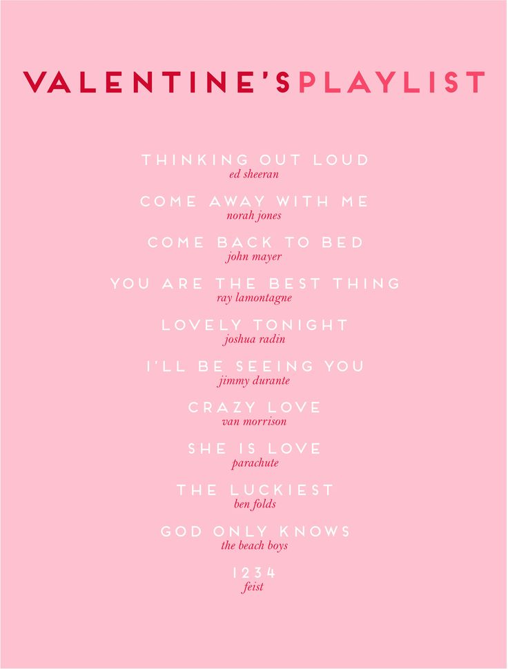 valentine's playlist with pink background