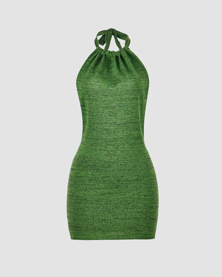 Model (WearingS):•Â?/span>Height: 178cm | Bust: 89cm | Waist: 60cm | Hip: 89cmDetails: Green bodycon halter dress with backless designDress Length: ShortSleeve Length: SleevelessMaterials: 95% Cotton + 5% Spandex Green Stretch Halter Neck Dress, Bodycon Halter Neck Dress For Summer, Stretch High Neck Halter Dress For Date Night, Stretch Halter Dress With High Neck For Date Night, Green Halter Neck Dress For Date Night, Spring Stretch Halter Neck Bodycon Dress, Stretch Bodycon Dress With Halter Neck For Evening, Stretch Halter Neck Bodycon Dress For Evening, Spring Halter Neck Stretch Bodycon Dress