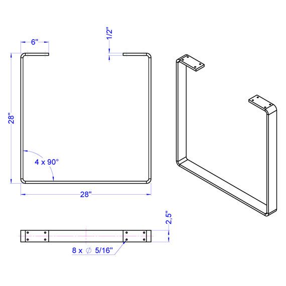 the drawing shows how to draw an object in perspective with measurements for each piece, including two