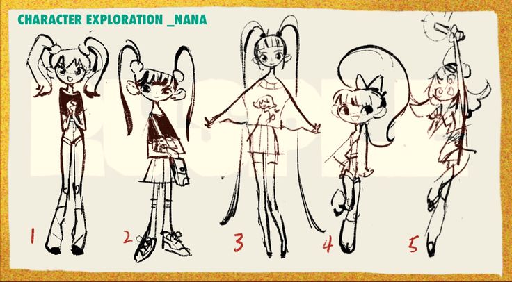 an image of some cartoon character sketches