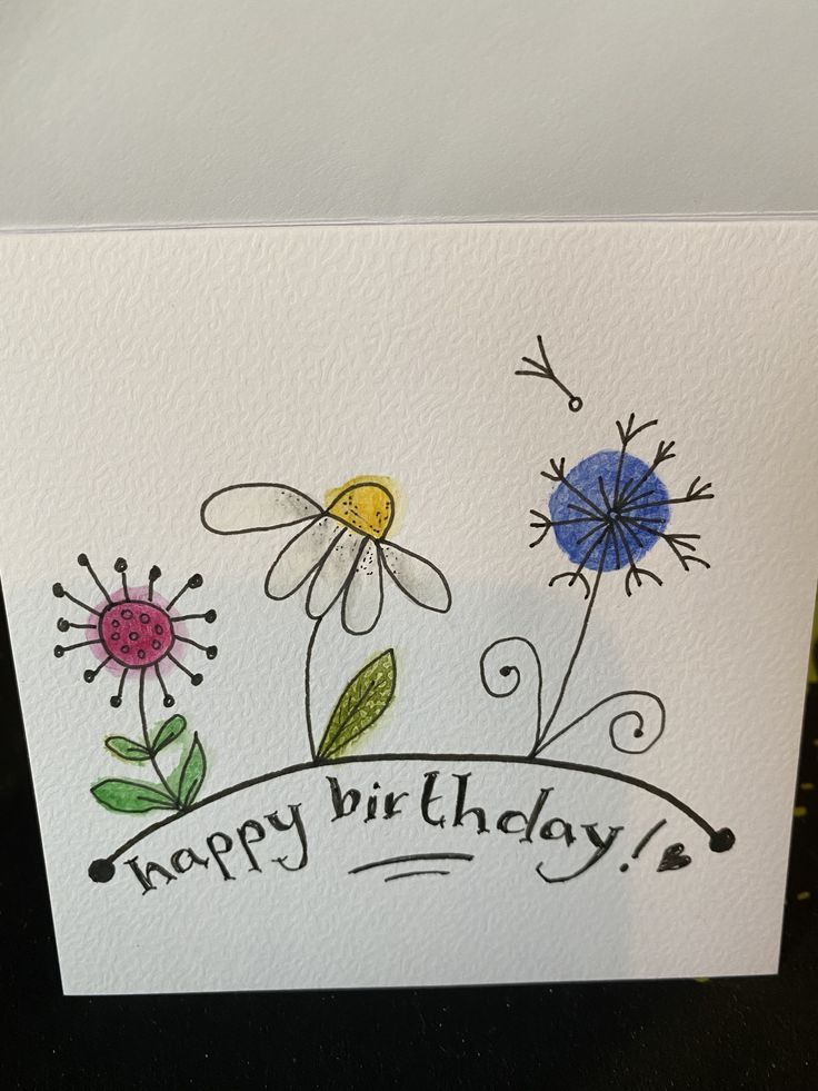 a happy birthday card with flowers on it