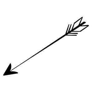 an arrow is drawn in black and white