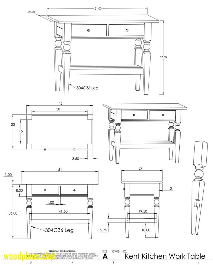 the plans for an extendable kitchen work table are shown in black and white, with measurements