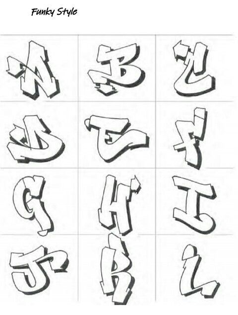 some type of graffiti alphabets with different letters and numbers on the upper half of each letter