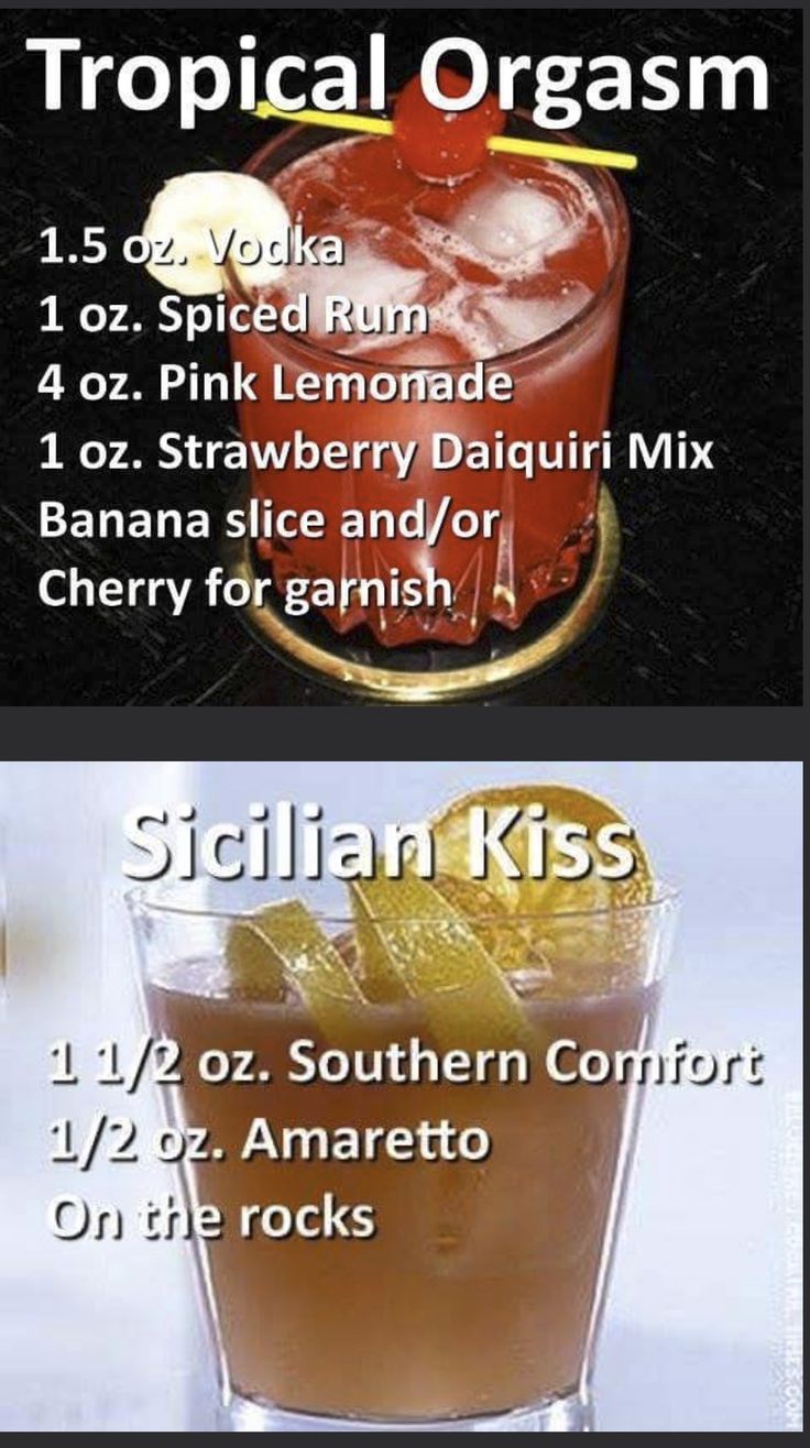 two different types of cocktails with names on them