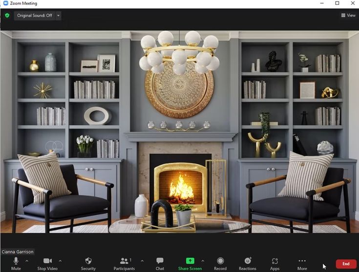 a living room filled with furniture and a fire place in the middle of a room