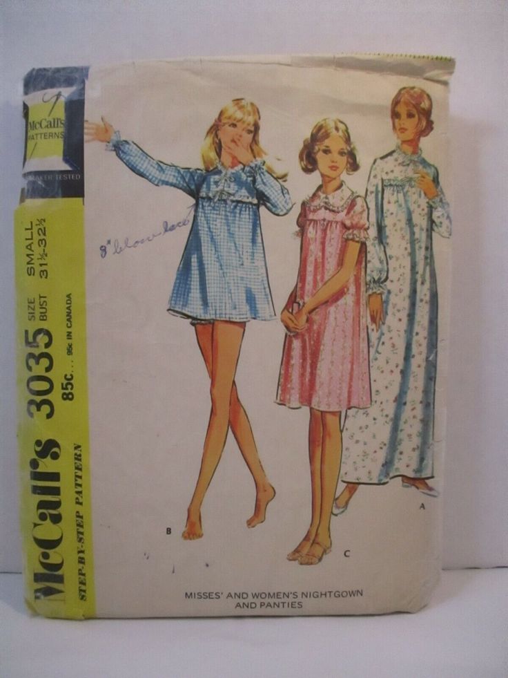 two women's nightgowns and one is in the style of pajamas