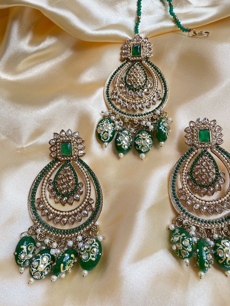 This maangtikka set comes with matching statement earrings and is beautiful and elegant for any occasion. The design is unique and the bright colors can match with anything. Limited prices in each color so grab yours now. Perfect for the festive season during holidays, navratri, and diwali. Authentic Indian, Indian Earrings, Festive Season, Indian Jewelry, Diwali, Jaipur, Festival Season, Bright Colors, Statement Earrings