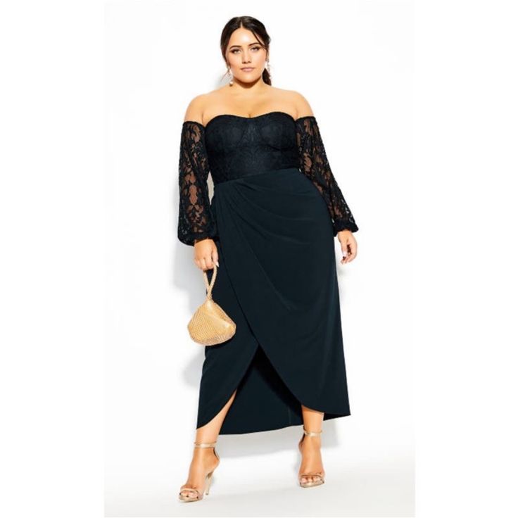 City Chic Romantic Rosa Maxi Dress In Navy Size City Chic Xxs/Us 12. New With Tags And From A Smoke-Free Home. Armpit To Armpit 18” Waist Lying Flat 16.75” Length 44.5” Td7 Rose Maxi Dress, Faux Wrap Skirt, City Chic Dresses, Chic Maxi Dresses, Denim Chic, Maxi Dress Navy, Chic Dresses, Plus Size Maxi Dresses, Size 16 Dresses