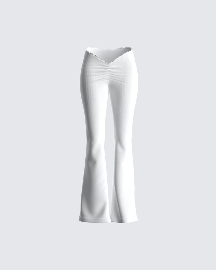 Be so bad that they can't ignore you in these white v-waisted pants ✨ Show off those curves of yours and embrace your inner baddie 🤍 Pants Png, Elegant Pant, White Flares, Expensive Clothes, Cute Pants, Selling Clothes, Sweet Sixteen, White Outfits, Mean Girls