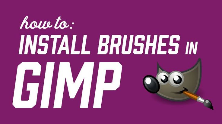 the words how to install brushes in gimp on a purple background with an image of a