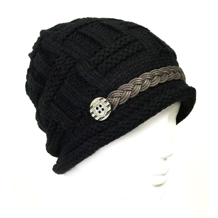 This knitted cap features a button strap across the front and can be slouched in the back. A comfy cap that can go over the ears, this hat will keep your head warm while looking stylish. The perfect winter accessory for skiing or outdoor play. Available in a variety of colors. Dimensions: 22 inch circumference, 8 inch height. Material: Acrylic. Adjustable Knit Crochet Hat For Winter, Adjustable Knit Crochet Winter Hat, Brimmed Adjustable Warm Beanie, Adjustable Brimmed Beanie For Cold Weather, Warm Adjustable Brimmed Beanie, Adjustable Cap For Cold Weather, Adjustable Cozy Beanie Cap, Adjustable Beanie Cap For Cold Weather, Cozy Adjustable Beanie Cap