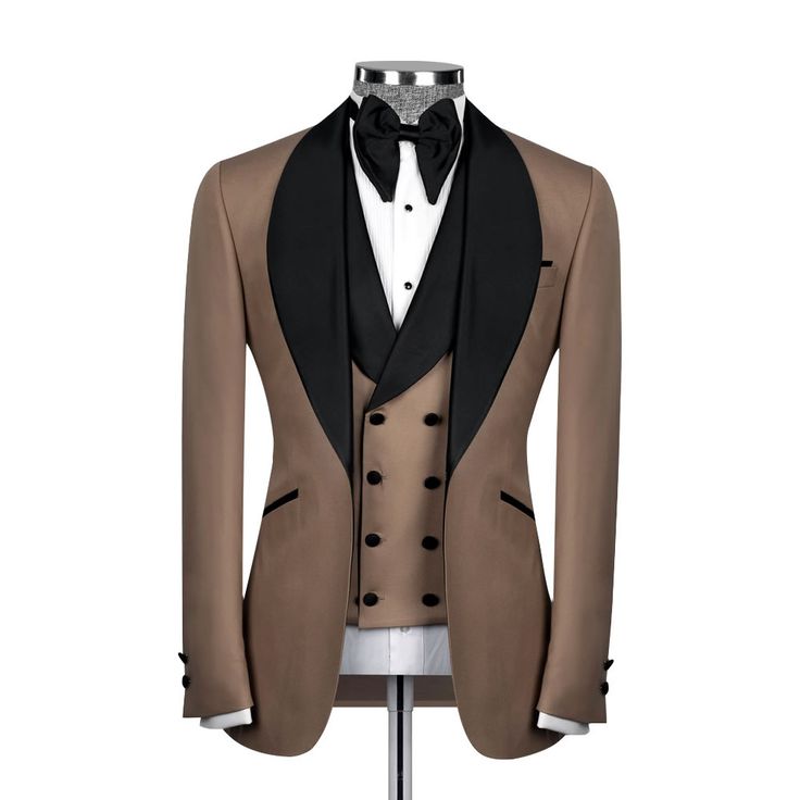 Upgrade your formal wardrobe with our Brown Tuxedo with Black Lapel, crafted from premium 120s fabric and luxurious silk lining for year-round comfort. Featuring a plain pattern, black fabric buttons, and a half-canvas construction, this tuxedo offers a perfect tailored fit. Brown Tuxedo, Silk Pattern, Bespoke Suit, Fabric Buttons, Lapel Jacket, Tuxedo Suit, Brown Flats, Tuxedos, Lining Fabric