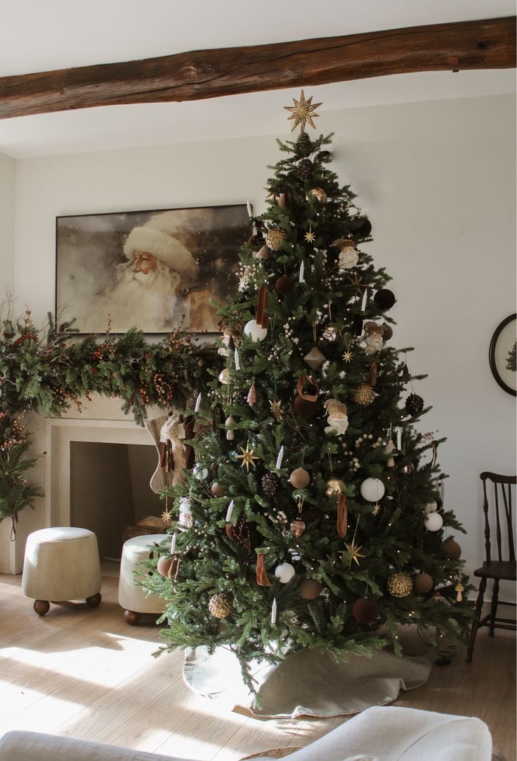 a decorated christmas tree in a living room