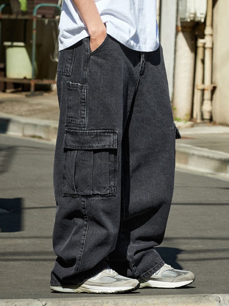 Editor's NoteMINIMAL PROJECT's Washed Wide Cargo Denim Pants is made out of high quality cotton denim fabric that went through stone washing process for vintage look. It also went through tentar and tumble washing process for softer texture, and with a high quality stitching on every part, it has a very durable structure. It has cargo pocket details and natural oversized silhouette for a trendy mood. You can style it with various items for trendy, casual and relaxed look during various seasons.& Cargo Denim Pants, Alt Clothes, Denim Cargo Pants, Baggy Cargo Pants, Baggy Clothes, Guys Clothing Styles, Black Cargo Pants, Stylish Pants, Cool Outfits For Men