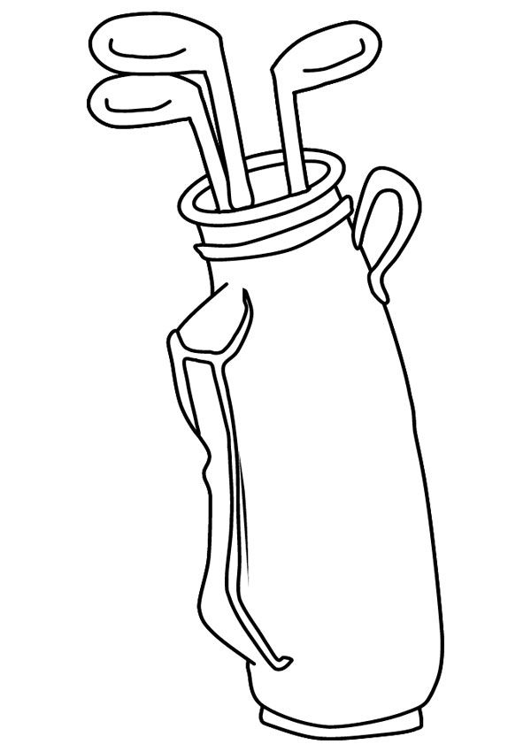 a drawing of a golf bag with two clubs in the top and one on the bottom