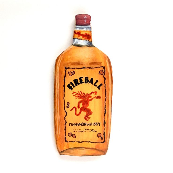 a bottle of fireball cinnamon whiskey on a white background