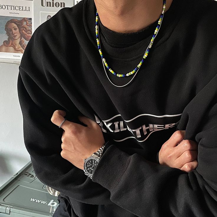 Type: AccessoriesMaterial: Titanium steel, acrylicColorful beads necklacelength: 45-48cm ( 17.7-18.9 inches )Metal chain length: 50cm ( 19.7 inches )Extension chain:5cm ( 2.0 inches ) Guy Beaded Necklace, Gymnastics Necklace, Celebrity Necklace, Mens Beaded Necklaces, Hand Beaded Necklace, Necklace Outfit, Beaded Necklace Diy, Jewelry Fashion Trends, Friend Necklaces