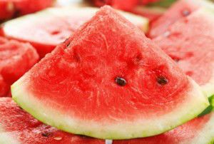 several slices of watermelon on a table