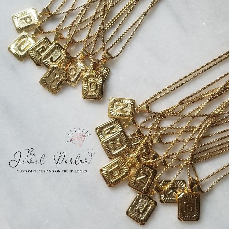 On sale now! 14K gold-filled Monogram Pendants! Follow us on Instagram @thejewelparlor Customized Rectangular Gold Necklace, Silver Rectangular Initial Necklace, Personalized Silver Initial Necklace With Square Pendant, Gold Rectangular Jewelry With Custom Name, Anniversary Charm Necklace With Initials On Square Pendant, Rectangular Jewelry With Name For Gift, Initials Charm Necklace With Square Pendant For Anniversary, Gold Rectangular Initial Necklace, Rectangular Name Jewelry As A Gift