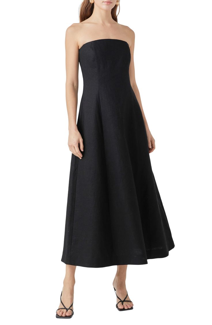 Endless Rose Strapless Linen Dress | Nordstrom Strapless Long Dress, Black Linen Dress, Black Strapless Dress, Designer Clothes For Men, Modern Outfits, Dress Cuts, Women's Summer Fashion, Nordstrom Dresses, Linen Dress