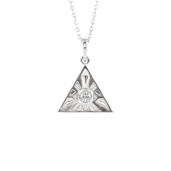 14k Gold Diamond Eye of Providence Pendant Necklace - 14k, 18k White, Rose, Yellow Gold & Platinum. All Seeing Eye. Egyptian Jewelry, Gifts Diamond White Engraved Pendant Necklace, Diamond White Engraved Necklace Gift, Engraved Diamond White Pendant Necklace, Engraved Sterling Silver Necklace In Diamond White, Engraved Diamond White Necklace For Gift, Engraved Cubic Zirconia Pendant Necklace, Spiritual Diamond Jewelry With Engraving, Symbolic Formal Jewelry With Diamond Accents, Sterling Silver Engraved Diamond Necklace