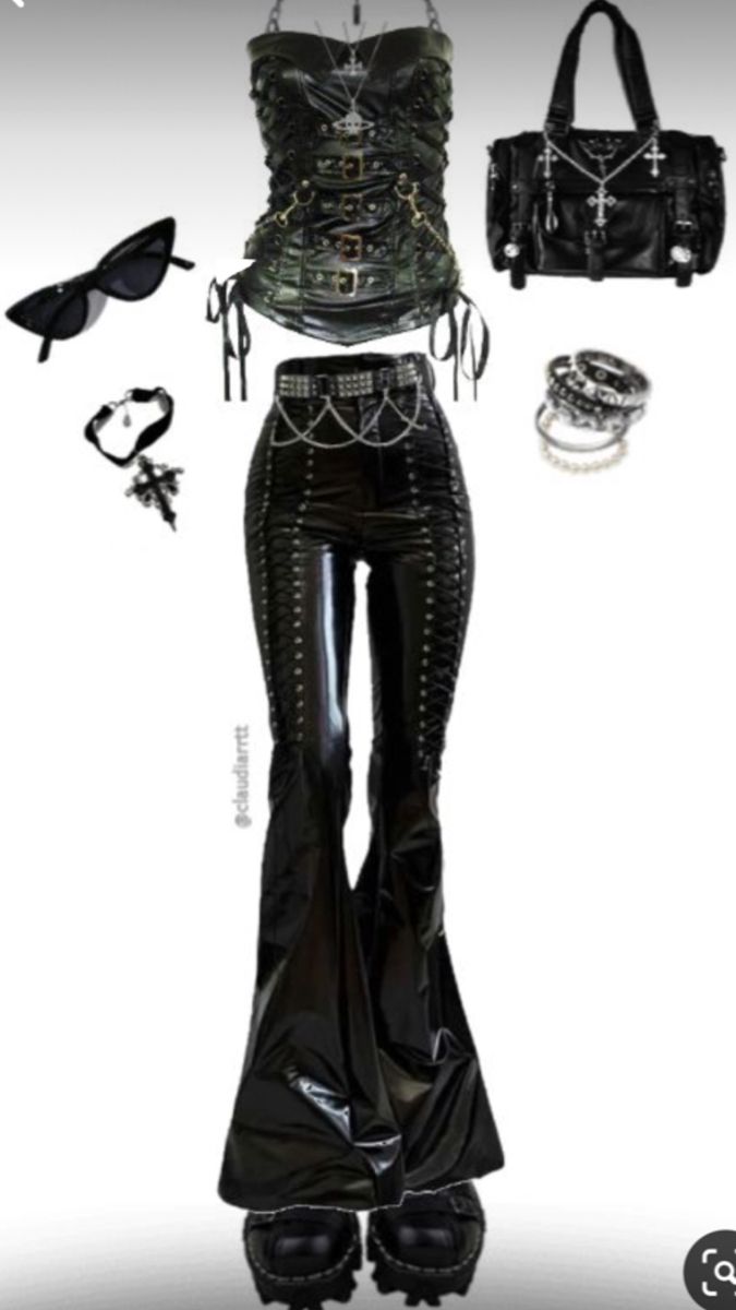 Gothic Emo Fashion, Disco Goth Outfit, Dark Goth Clothes, Biker Goth Outfit, Alt Kpop Outfits, Aesthetic Vampire Outfit, Grunge X Y2k, Goth Night Club Outfit, Gothiccore Outfit