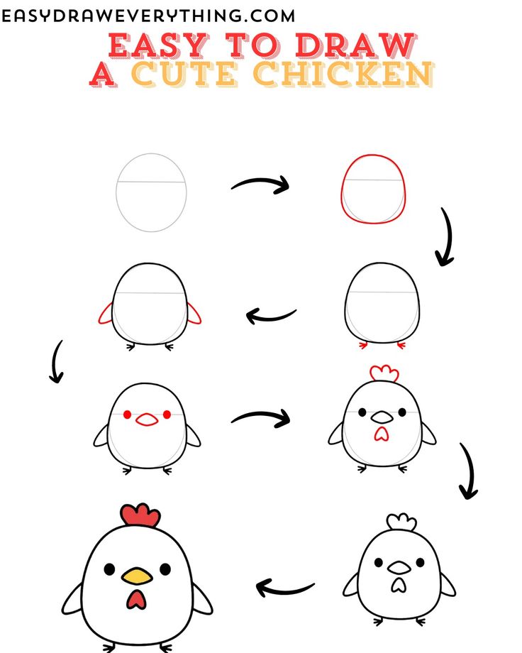 how to draw a cute chicken step by step drawing instructions for kids and beginners