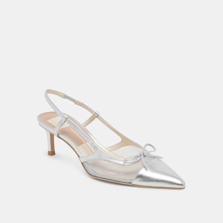 KANDI HEELS SILVER MESH – Dolce Vita Heels Silver, Silver Heels, Kitten Heel, Classic Silhouette, Sophisticated Style, Kitten Heels, Date Night, Heel Height, Mesh