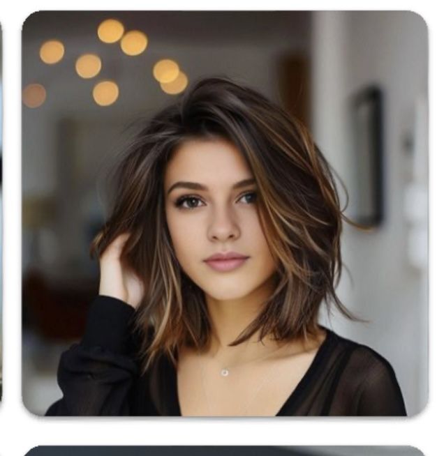 Hair Colour Ideas For Brunettes Caramel Highlights Medium Lengths, Shoulder Length Short Layers, Lightly Layered Bob, Medium Bob Layers, Hair Lowlights For Brown Hair, Bob Medium Haircut, Straight Bob With Layers, Short Styles For Fine Hair, Dark Brown Bob With Highlights