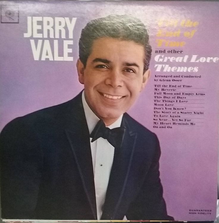 the album cover for jerry vale's great love tunes