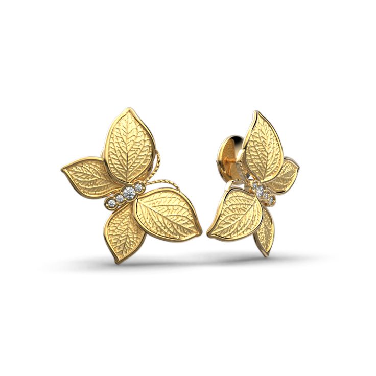 Italian Gold Butterfly Diamonds Earrings - Oltremare Gioielli Gold Butterfly Earrings, Italian Gold Jewelry, Butterfly Earrings Gold, Diamonds Earrings, Delicate Butterfly, Jeweled Earrings, Italian Craftsmanship, Italian Jewelry, Gold Diamond Earrings