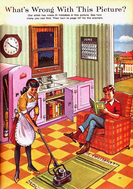 an old advertisement for the home depot shows two people cleaning up their kitchen and living room