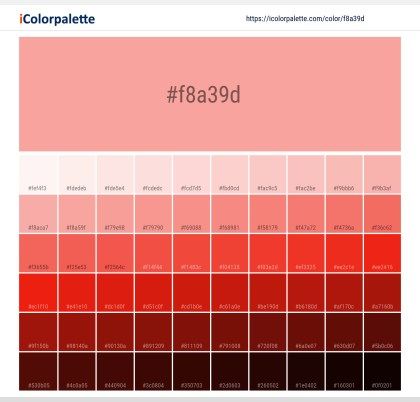 the color palette for fob5a9 is shown in red and orange tones