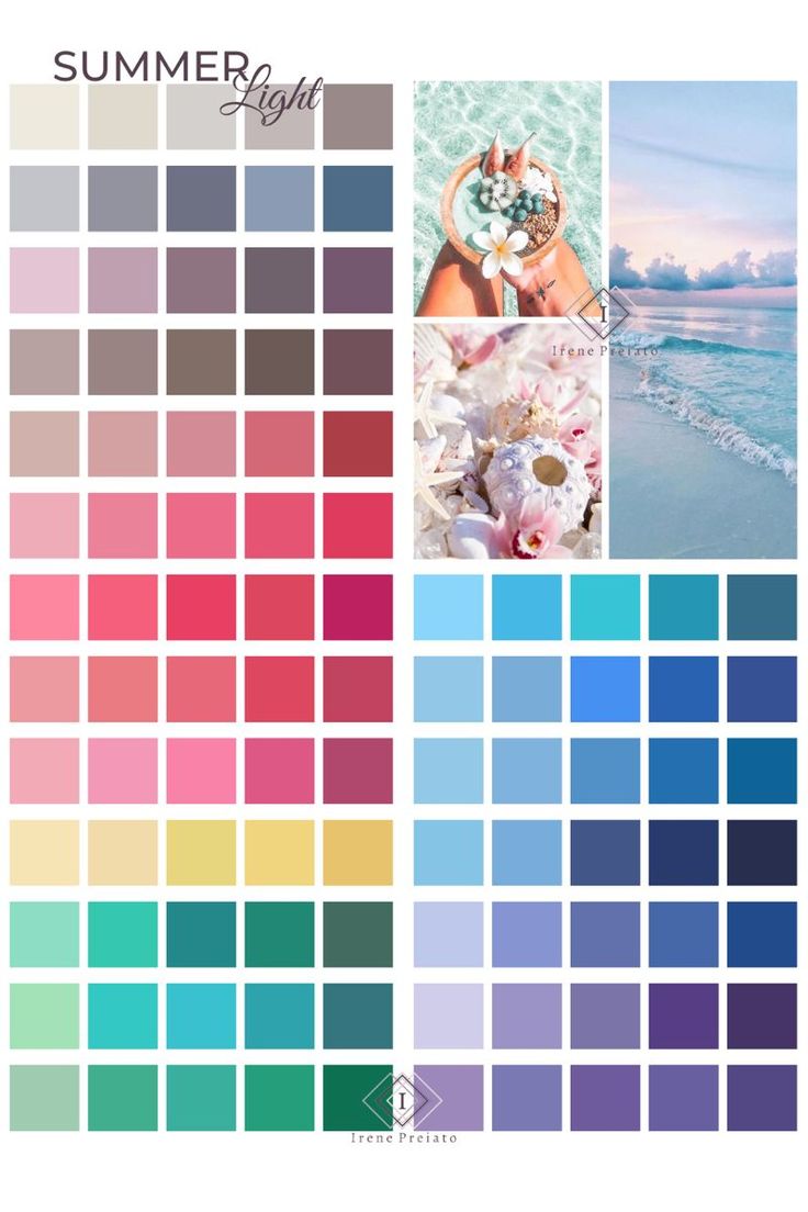 the color scheme for summer is shown in shades of blue, green and pinks