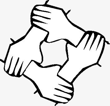 two hands holding each other in the middle of a circle with one hand on top of another