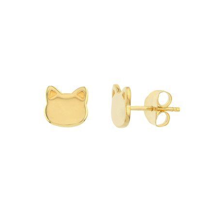 14K Yellow Gold Women's Cat Face Shaped Stud Earring . These 14K yellow gold cat stud earrings are the perfect gift for the animal lover in your life. They are a fun piece that perfectly pairs with any outfit. Secure on post backs. Size: one size.  Gender: female.  Age Group: adult. Elegant Cat Ears Jewelry Gift, Gold Cat Design Earrings For Gifts, Gold Cat Ears Jewelry As Gift, Gold Cat Ears Jewelry Gift, Gold Cat Ears Jewelry For Gifts, Gold Cat Ears Jewelry For Gift, 14k Gold Jewelry With Cat Design In Gold Color, Yellow Gold Cat Design Jewelry Gift, Gold Cat Design Jewelry For Anniversary