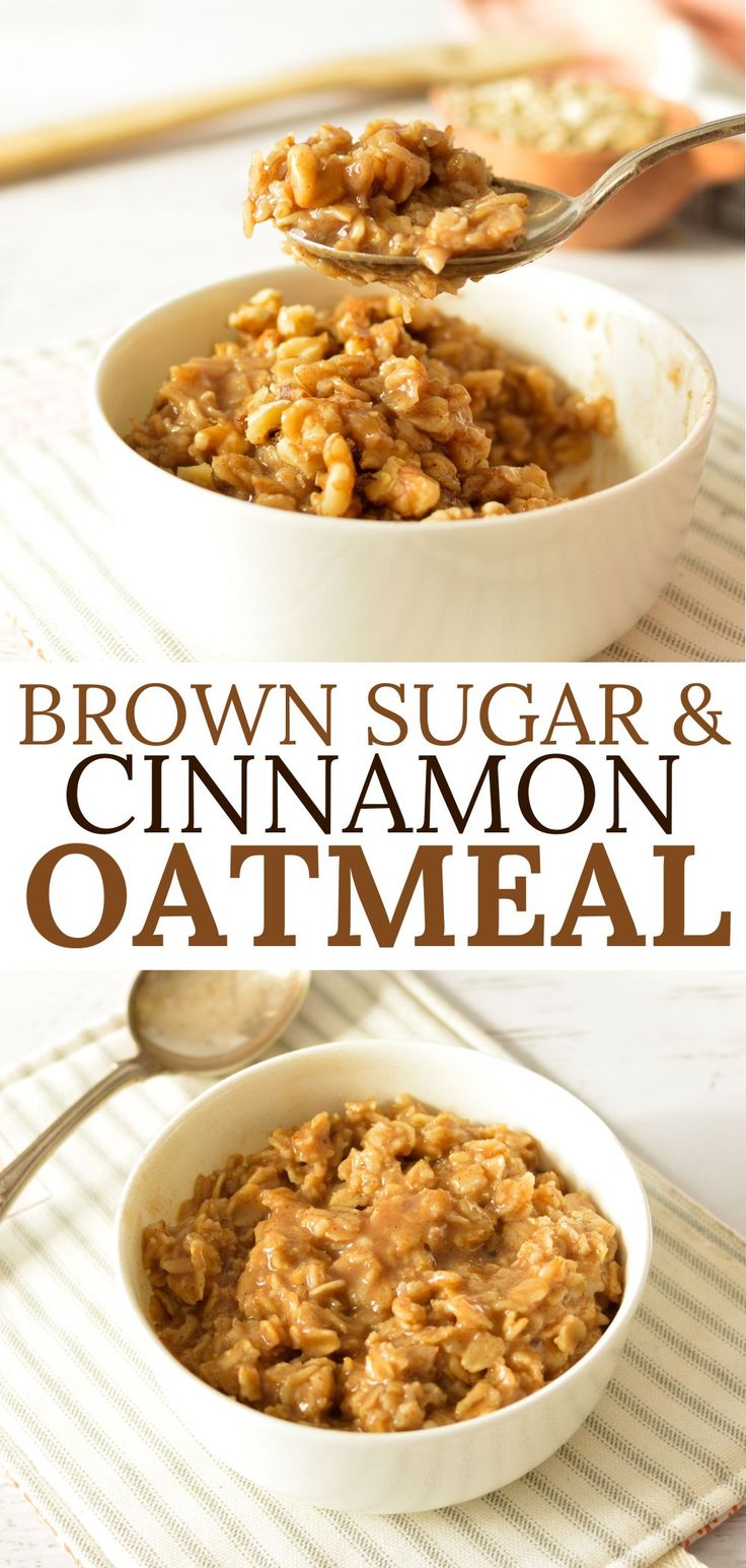 a bowl of oatmeal Homemade Cinnamon Oatmeal, How To Flavor Oatmeal, Oatmeal With Cinnamon, Quick Cook Oats Recipes Breakfast, Cinnamon Sugar Oatmeal, Homemade Brown Sugar Oatmeal, One Minute Oats Recipes, High Calorie Oatmeal, How To Eat Oatmeal When You Dont Like It