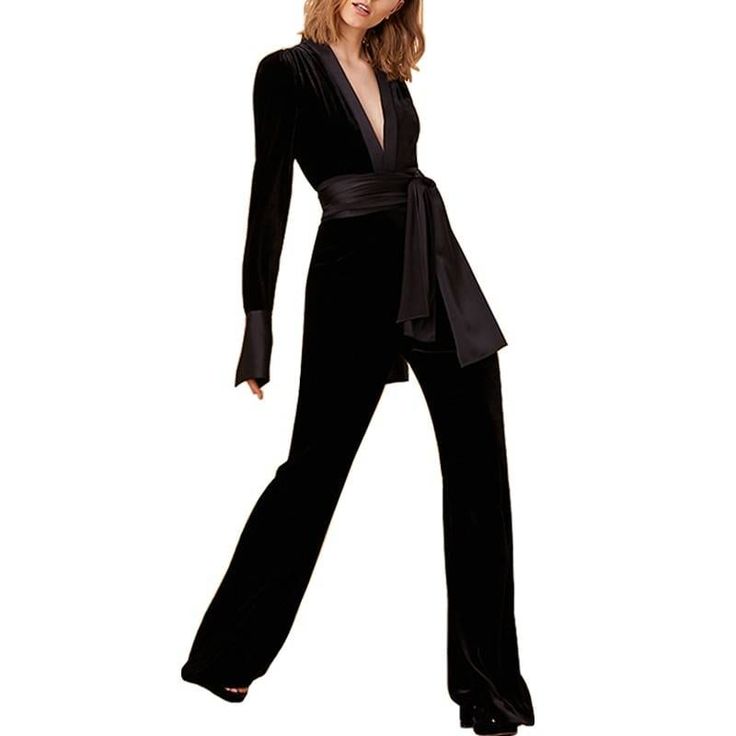 Velvet Deep V Neck Long Sleeve Black Jumpsuit





Size Chart

Please allow 1-3CM differs due to manual measurement.

1CM = 0.39 Inch



















Fabrics and Details

Fabric： 95% Polyester & 5% Elastic

Lining： 95% Polyester & 5% Elastic Runway Clothing, Dramatic Sleeves, Runway Outfits, Velvet Jumpsuit, Satin Long Sleeve, Autumn Clothes, February 1, Feminine Look, Lace Bodysuit