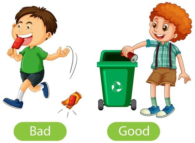 two kids playing with the garbage