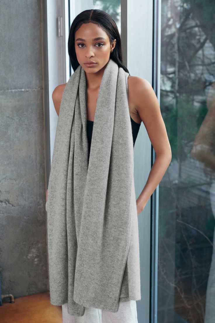 The Cashmere Travel Wrap has been a White + Warren bestseller for over 20 years (for good reason!). The Travel Wrap is a must-have scarf in cold weather, the ultimate cozy blanket for travel days and the answer to chilly summer nights. A lightweight and breathable cashmere knit makes this the most versatile accessory you'll own, while the generous size and super-soft feel work seamlessly for both men and women. Try it over a dress in warmer months to ward off chilly evenings, or paired with your Luxury Cashmere Wraps For Winter, Elegant Luxury Cashmere Wraps, Luxury Elegant Cashmere Wraps, Garnet Hill Cashmere Wrap, Luxury Cashmere Wraps, Elegant Style, Luxury Cashmere Elegant Wrap, Evening Wrap, Cashmere Travel Wrap, Evening Wraps