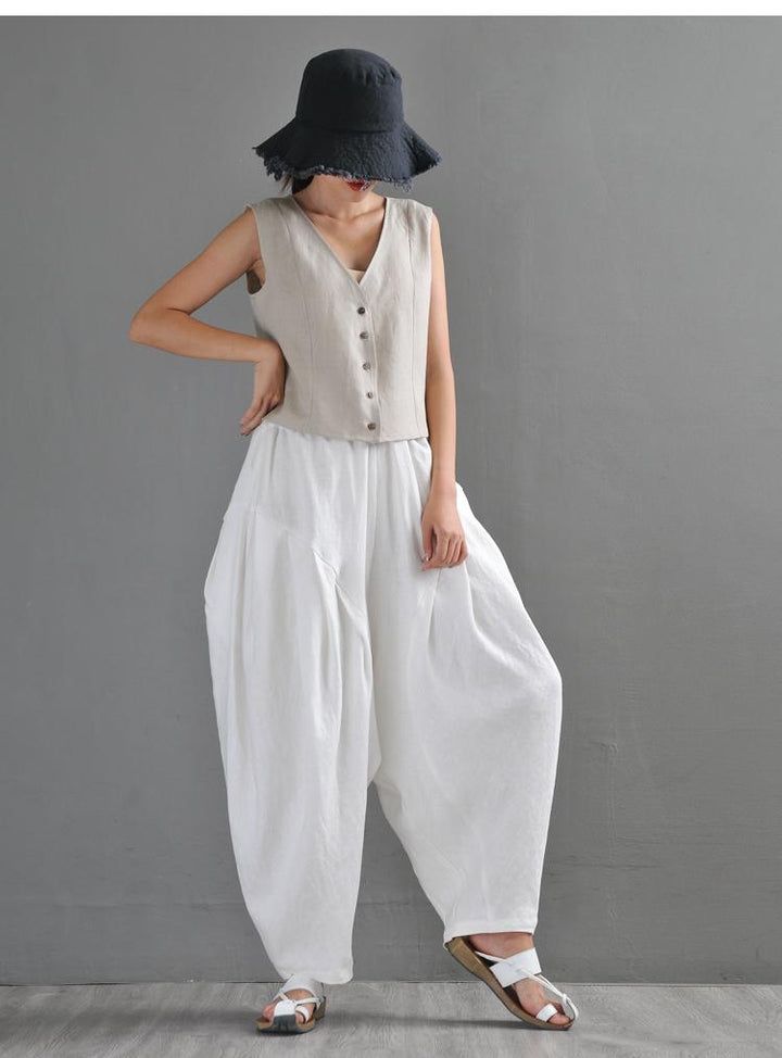 Buy BABBAKUD Loose Retro Linen Casual Pants Trousers Our Wide Selection Is Elegible For Free Delivery Casual Linen Pants, Quilted Clothes, Linen Fashion, Nice Clothes, Linen Casual, Wide Leg Linen Pants, Linen Style, Loose Pants, Linen Trousers