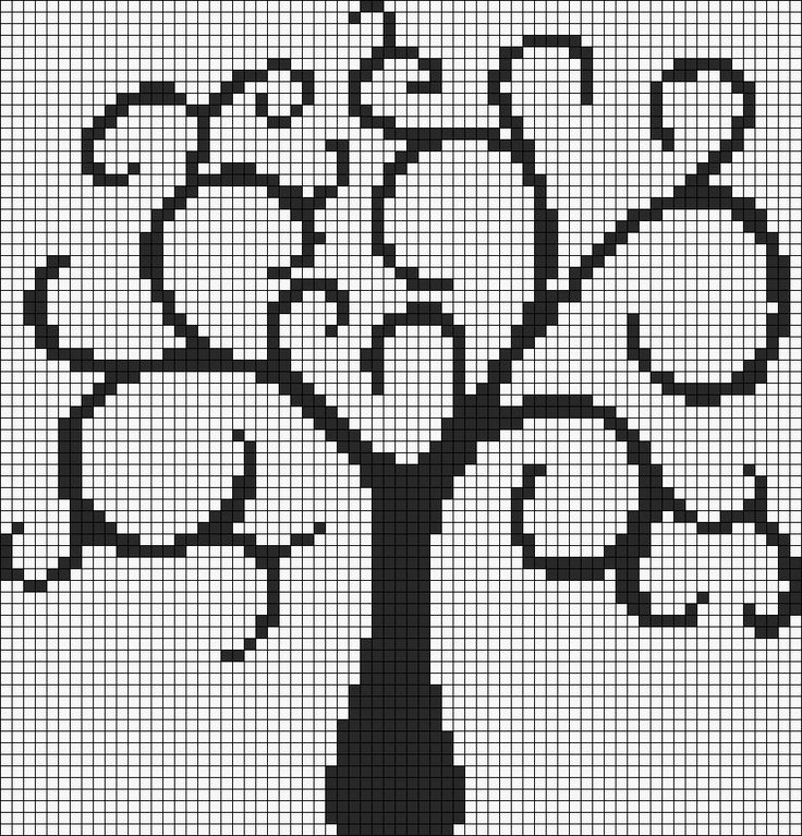 an image of a cross stitch pattern with flowers in the shape of a tree on a white background