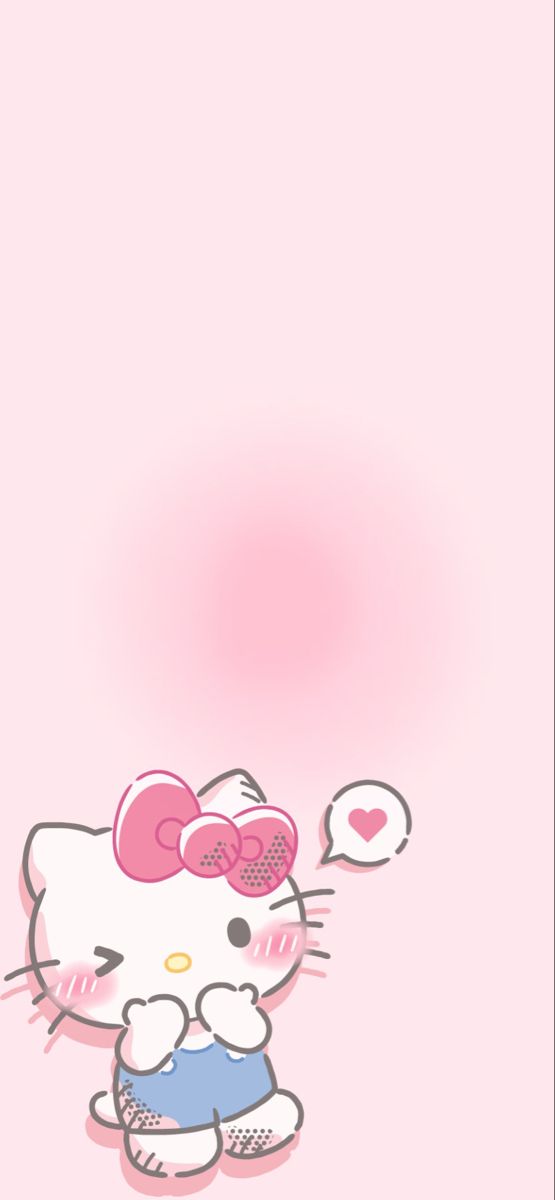 the hello kitty wallpaper is pink and has hearts on it